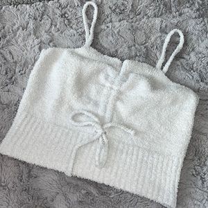 Cozy Sleep Tank -  white/gray thin strap pajama top